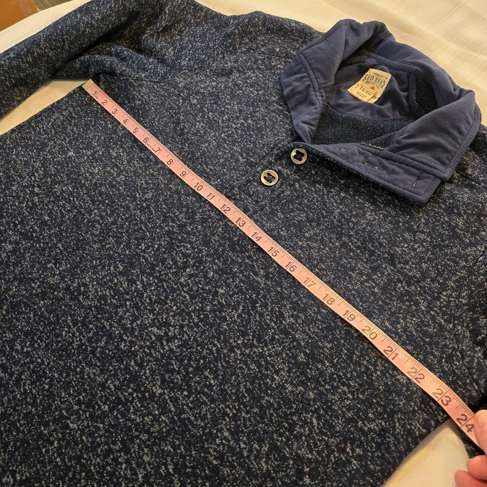 Red Head Men's Blue Pullover Sweater Fleece Quarter Button Polyester Size XL - Picture 4 of 6